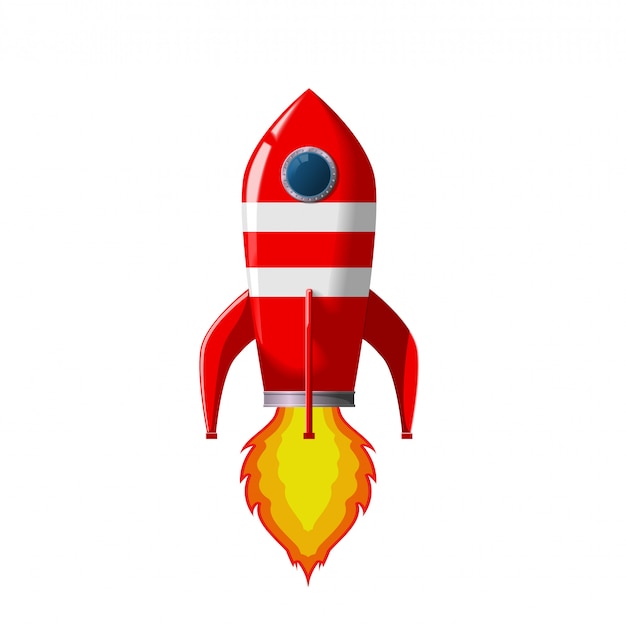 Retro space rocket lanceert.