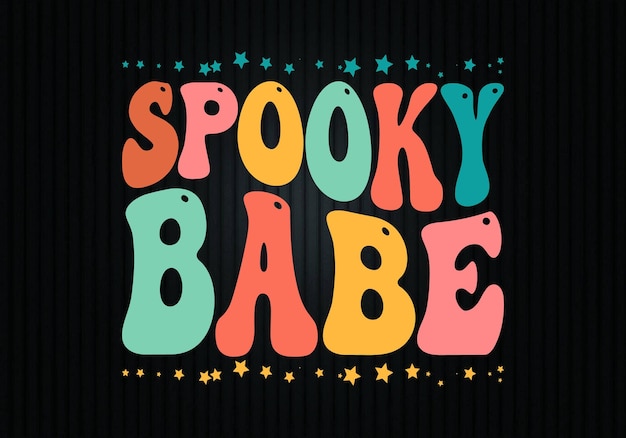 Vector retro  spooky babe wavy t-shirt design vector