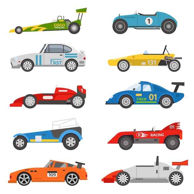 Retro sport car set.