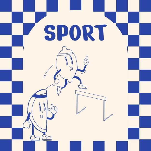 RETRO SPORT CHARACTER HAND DRAWING STYLE