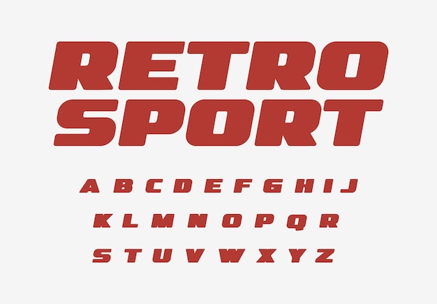 Carattere sportivo retrò alfabeto spesso lettere grasse set di lettere larghe in grassetto per auto d'epoca gara di velocità retrò
