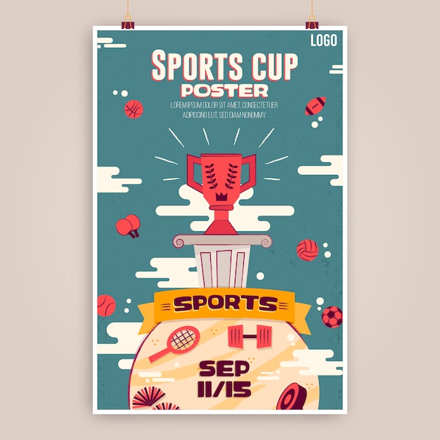 Vector retro sportkop poster