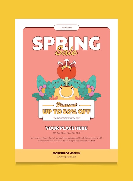 Vector retro spring sale festival design poster template