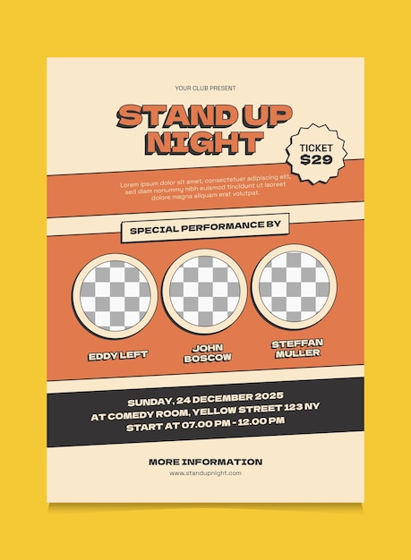 Vector retro stand up night event poster