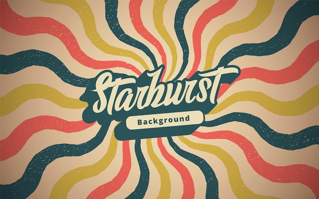 Vector retro starburst background with retro texture and text effect with the word starburst as an example