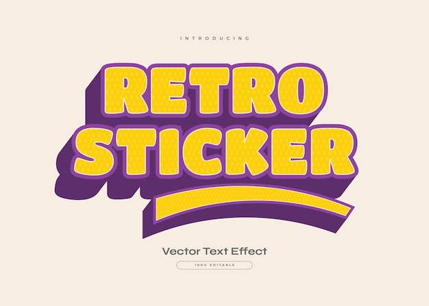 Retro Sticker Text Style with 3D Effect Editable 80s Text Effect can be used for Tshirt or Sticker Design