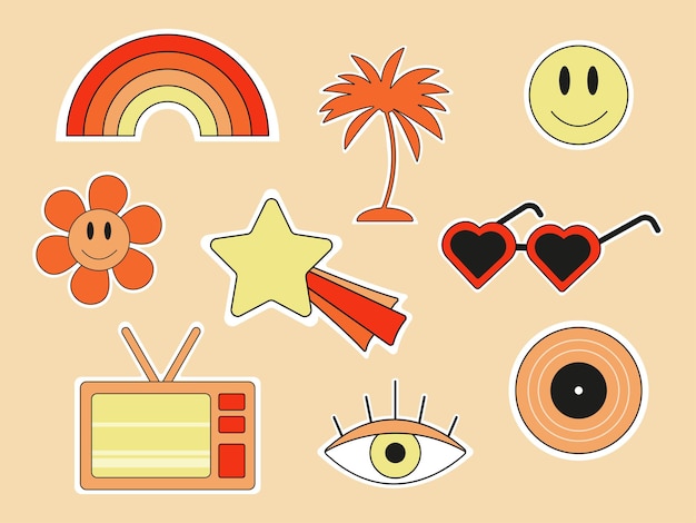 Vector retro stickers set