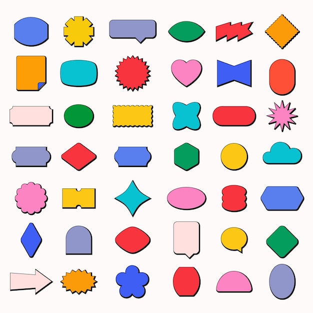 Vector Set of Colorful Fun Patches,stickers and Geometric Shapes