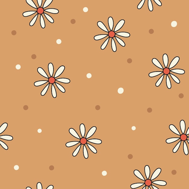 Retro-stijl naadloos patroonontwerp met bloemen Vectorillustratie