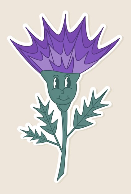 Vector retro stijl sticker met distel.