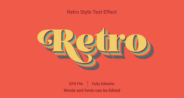 Retro-stijl volledig bewerkbaar vintage teksteffect gratis vector