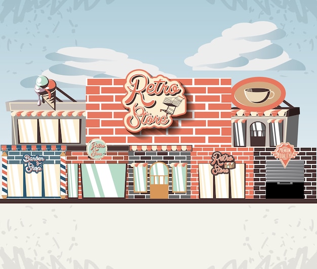 retro store building front vector illustration design