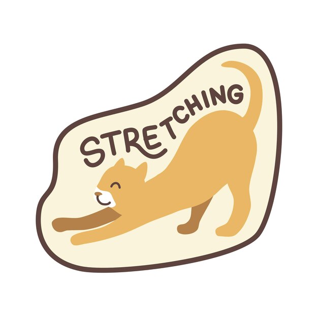 Retro stretching sticker illustration