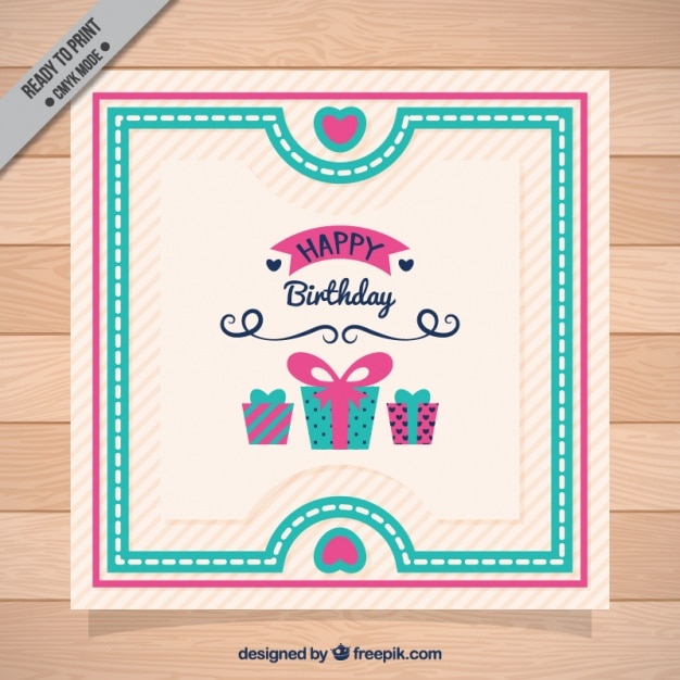 Vector retro stripes card and birthday gifts