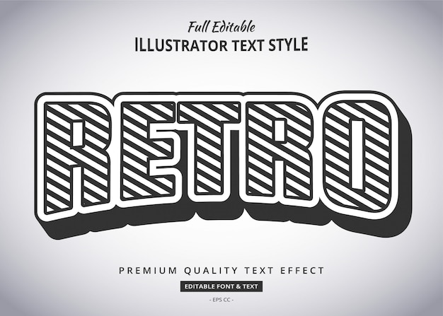 Vector retro stripped 3d text style effect