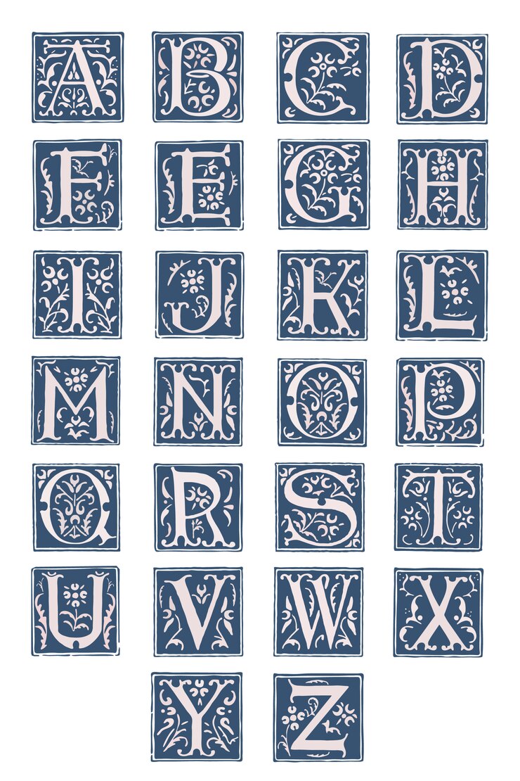 Retro style alphabet. 