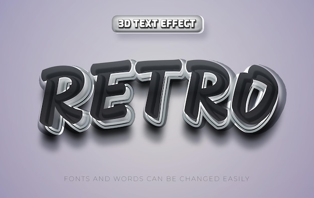 Retro style black and white 3d editable text effect