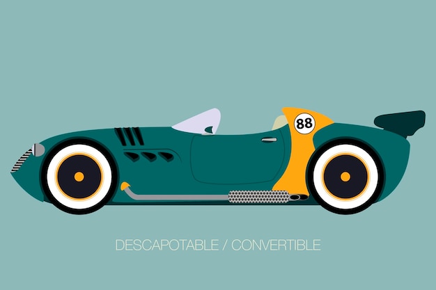 retro style car retro convertible car spider vector car cabriolet flat design style