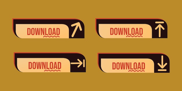 retro style download icon button set.vector illustration template for video channel, social media