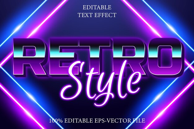 Vector retro style editable text effect 3d retro 80s style