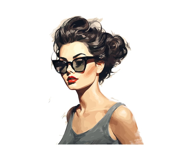 Retro style fashion woman wearing trendy sunglasses Vector illustration design