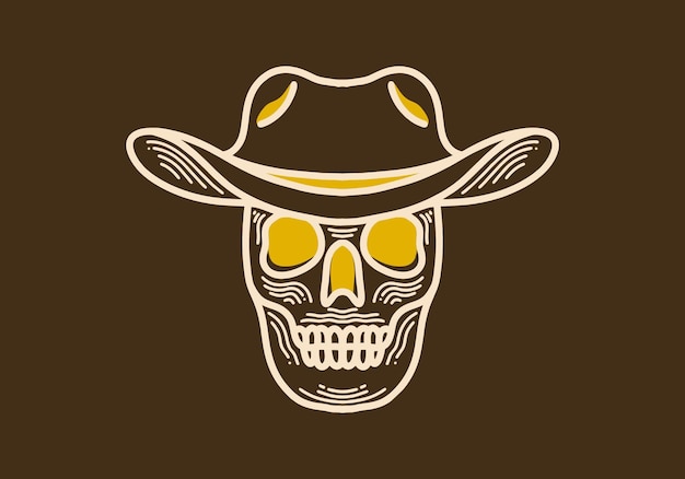 Retro style illustration of a cowboy skull