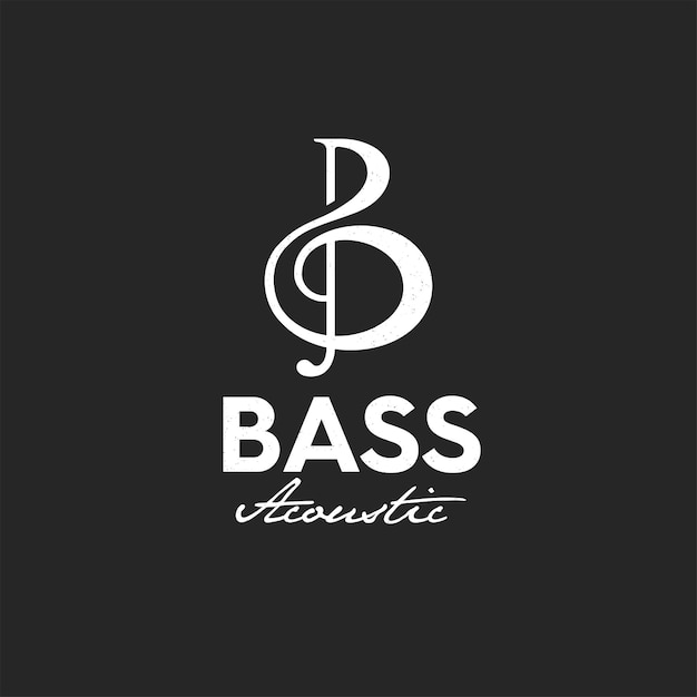 Retro style logo for bass guitar acoustic, logo premium vector