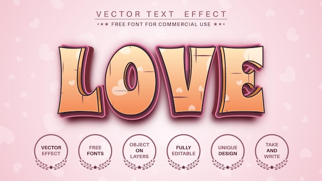 Retro style love edit text effect editable font style