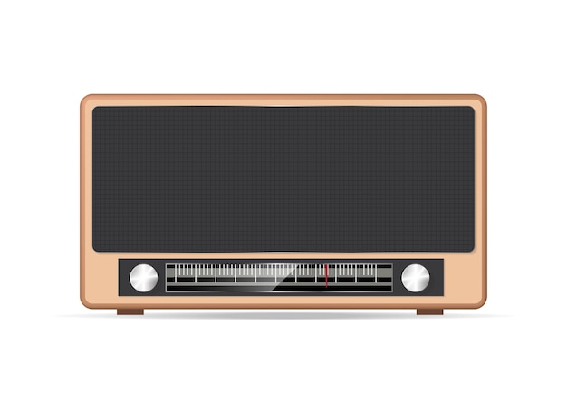 Retro style orange radio isolated on white background