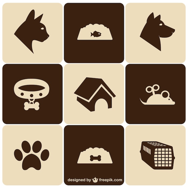 Vector retro style pet icons set