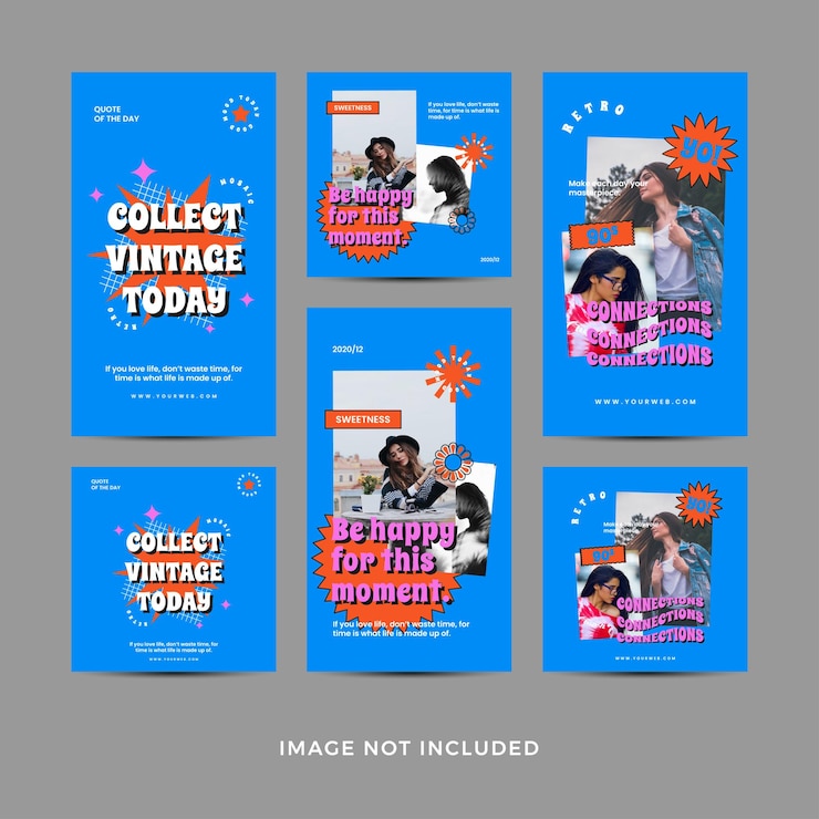 Vector 편집 가능한 게시물 템플릿 소셜 미디어용 레트로 스타일 템플릿