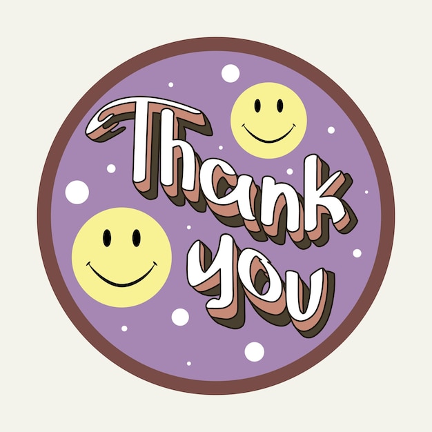 retro style thank you illustration