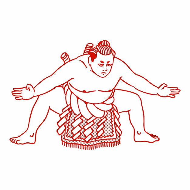 Vettore clipart dell'illustrazione del combattente di sumo di vettore di stile retrò