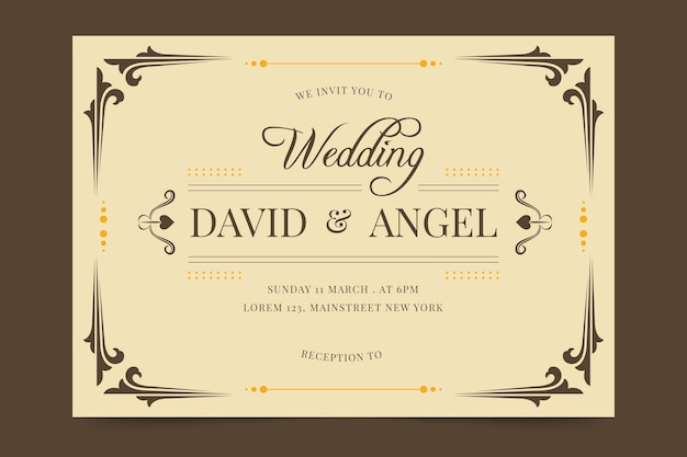Vector retro style for wedding invitation template