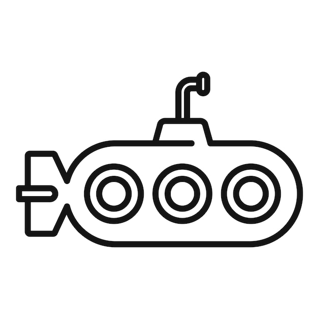 レトロな潜水艦アイコン アウトライン ベクトル海車両陸軍海洋船