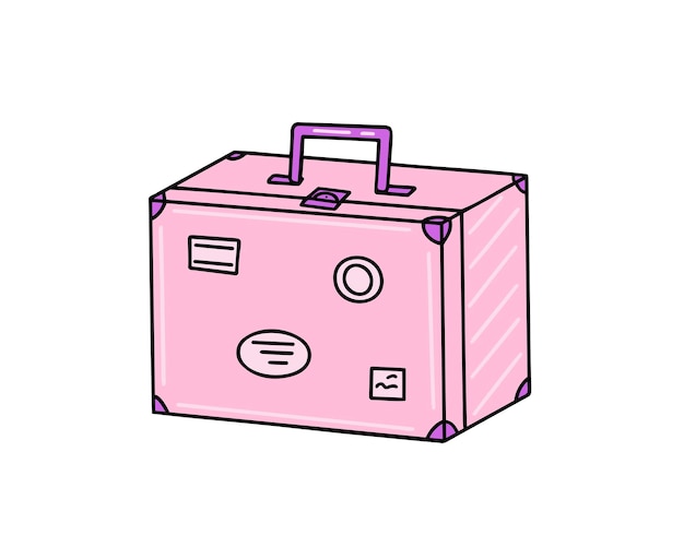 Retro suitcase travel hand drawn illustration