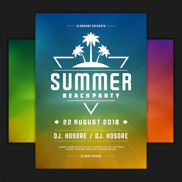 Vector retro summer party design poster or flyer template