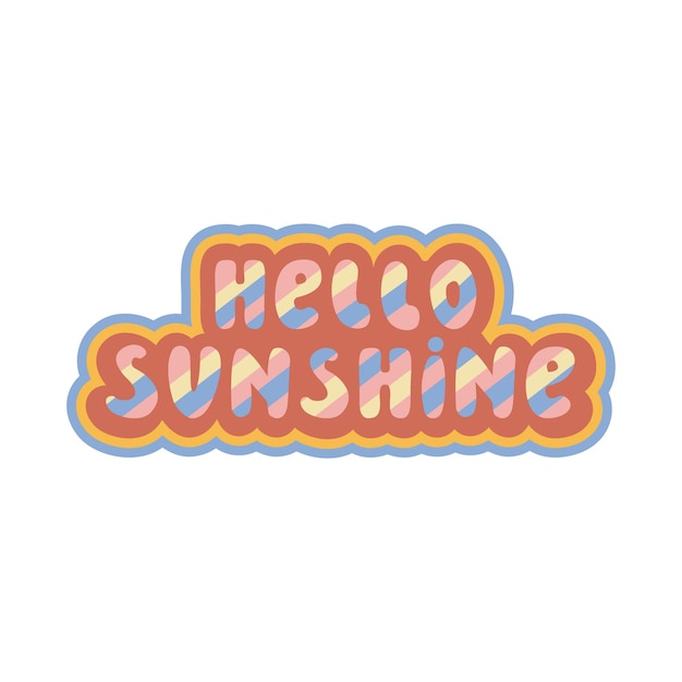 Retro Summer Quote Hello Summer Hello Sunshine Handwritten lettering inspirational typography Vector isolated