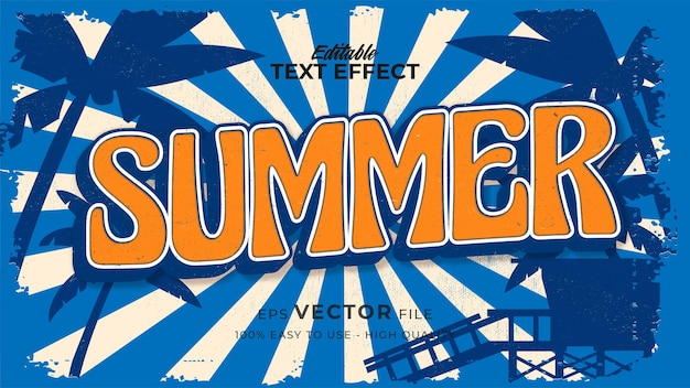 Retro summer text in grunge style theme