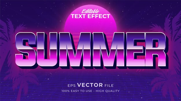 Vector retro summer text in grunge style theme