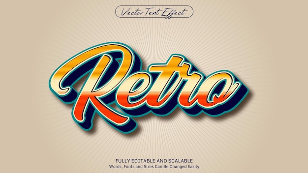 Vector retro and summer vibe editable text effect