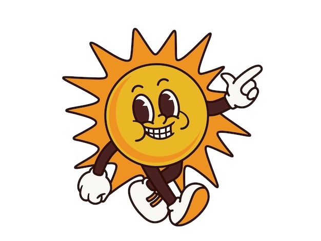 Retro Sun 卡通人物插圖