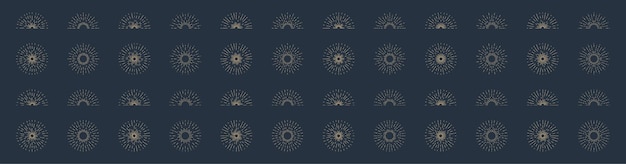 Retro sunburst vector icon set Sunburst ontwerpelementen verzamelen