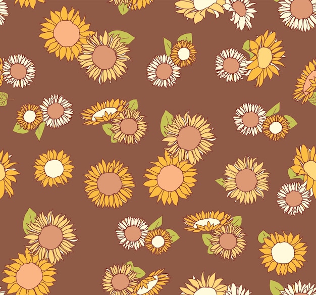 RETRO SUNFLOWER SEAMLESS PRINT AND PATTERN