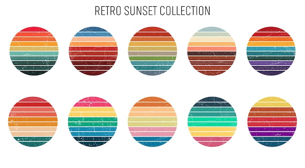 Vector retro sunset bundle