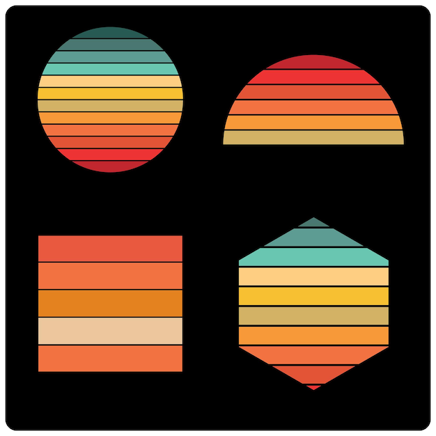 Vector retro sunset in circle shape vector