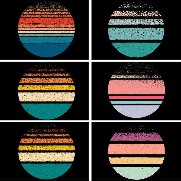 Vector retro sunset circle