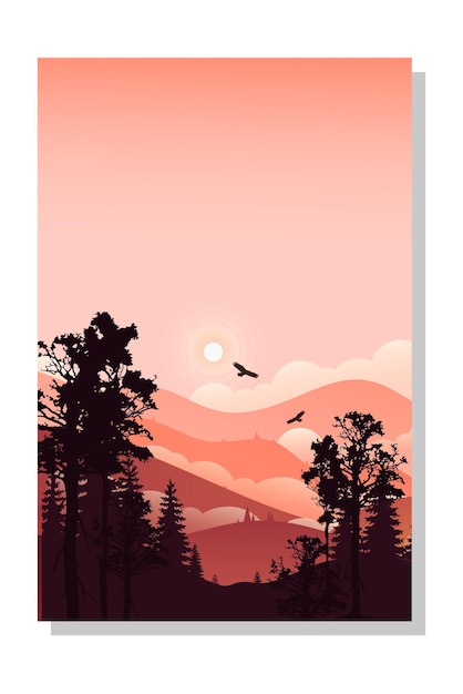 Vector retro sunset illustration vector design