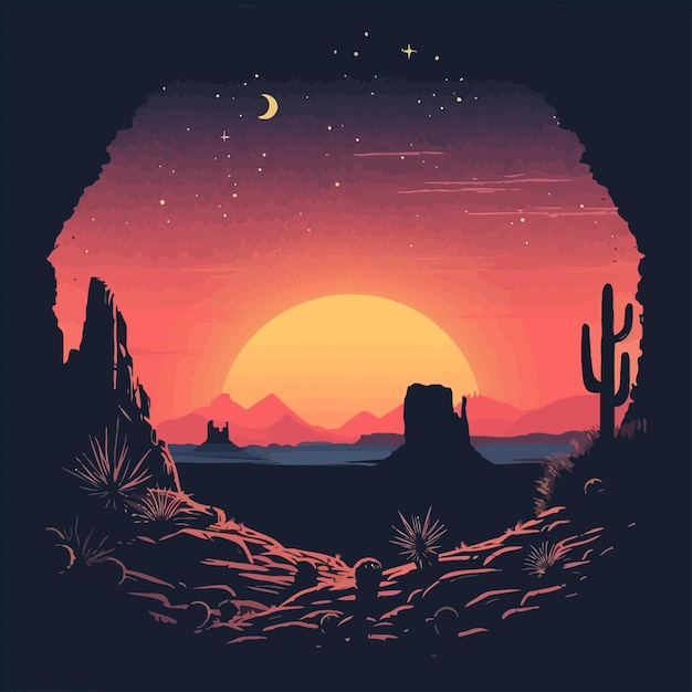 Vettore illustrazione retro del tramonto