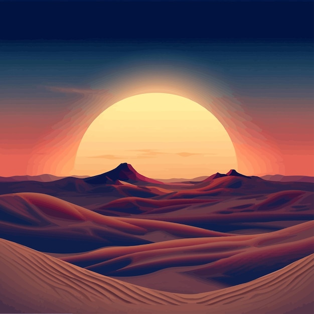 Vector retro sunset illustration